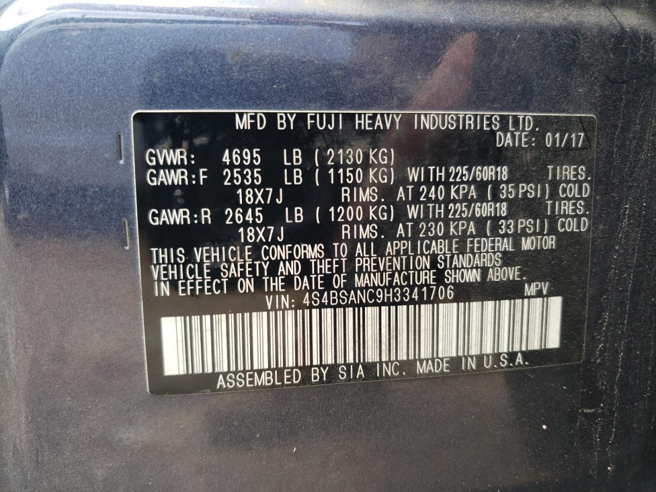 2017 Subaru Outback 2.5I Limited