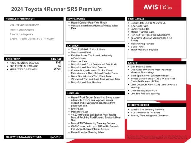 2024 Toyota 4runner SR5/SR5 Premium