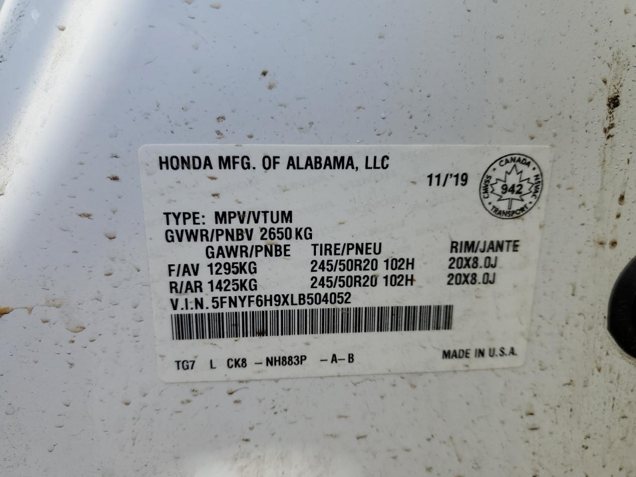 2020 Honda Pilot Touring