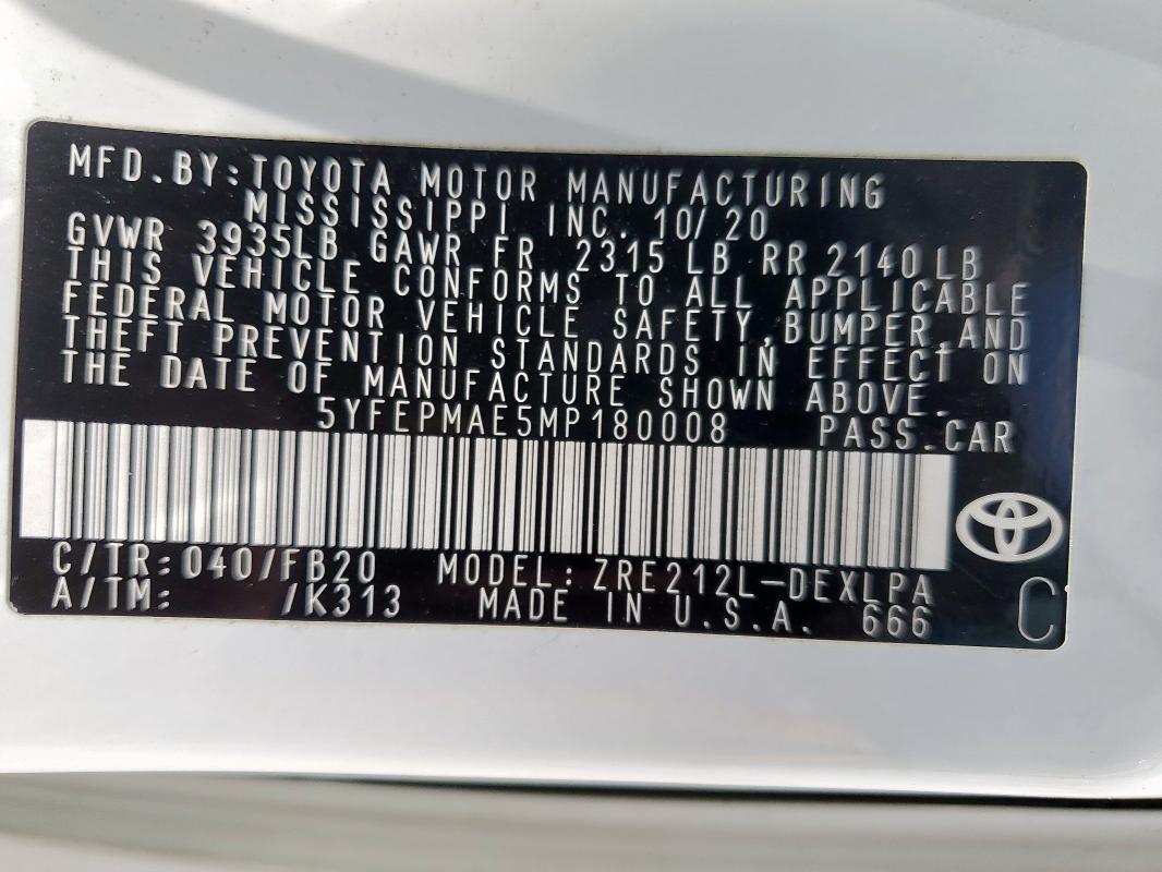 2021 Toyota Corolla le