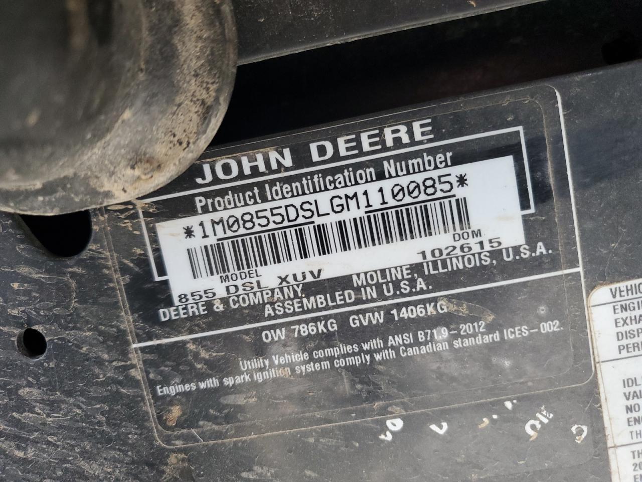 2016 John Deere XUV 855D