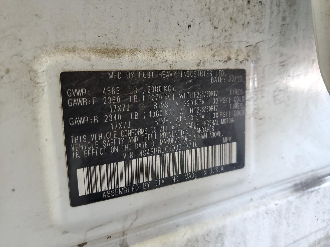 2013 Subaru Outback 2.5i Limited