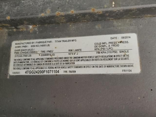 2015 Titan FR1104 Livestock Trailer