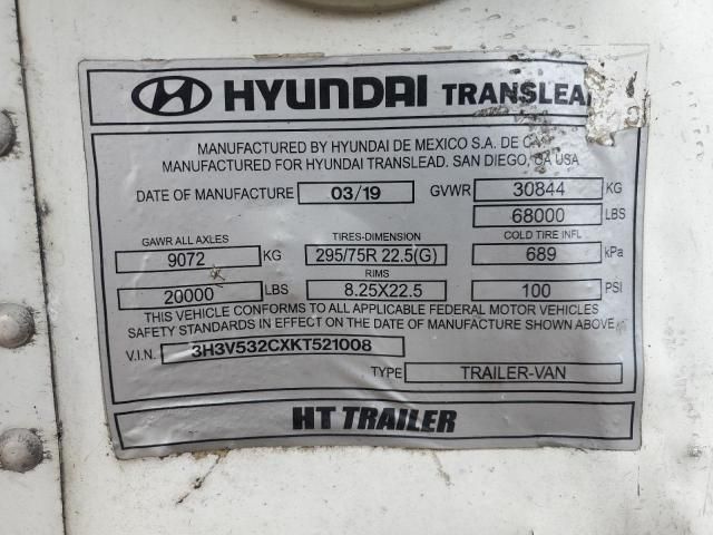 2019 Hyundai Translead Refrigerated Van Trailer