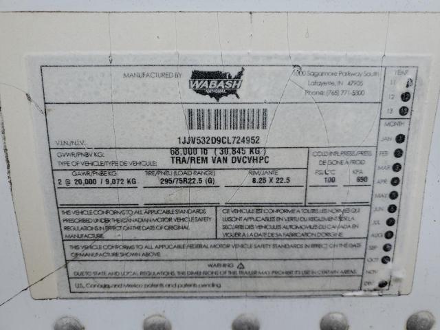 2012 Wabash Dvcvhpc DRY Van Trailer