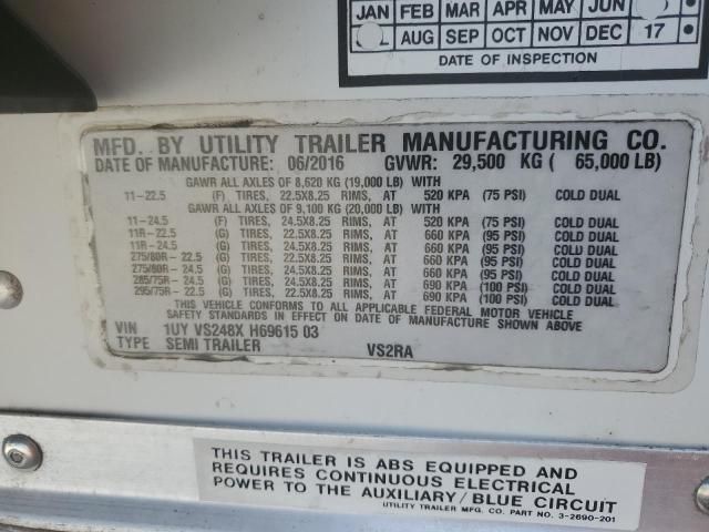 2017 Utility VS2RA Refrigerated Van Trailer