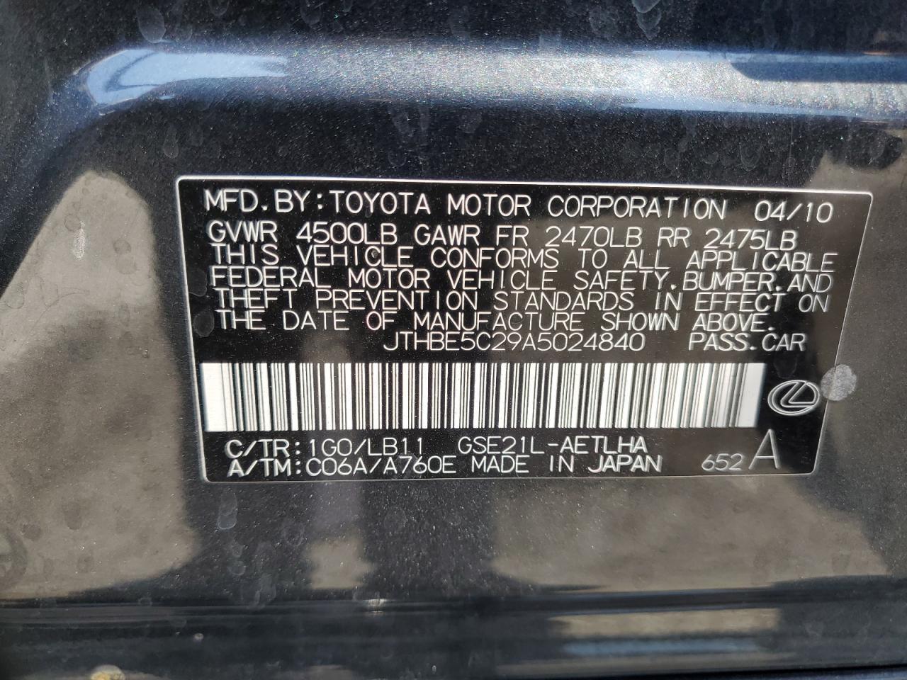 2010 Lexus Is 350