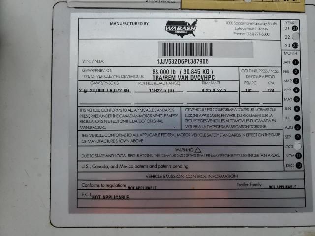 2023 Wabash 2023 Wabash Dvcvhpc DRY Van Trailer