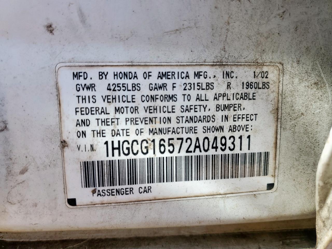 2002 Honda Accord ex