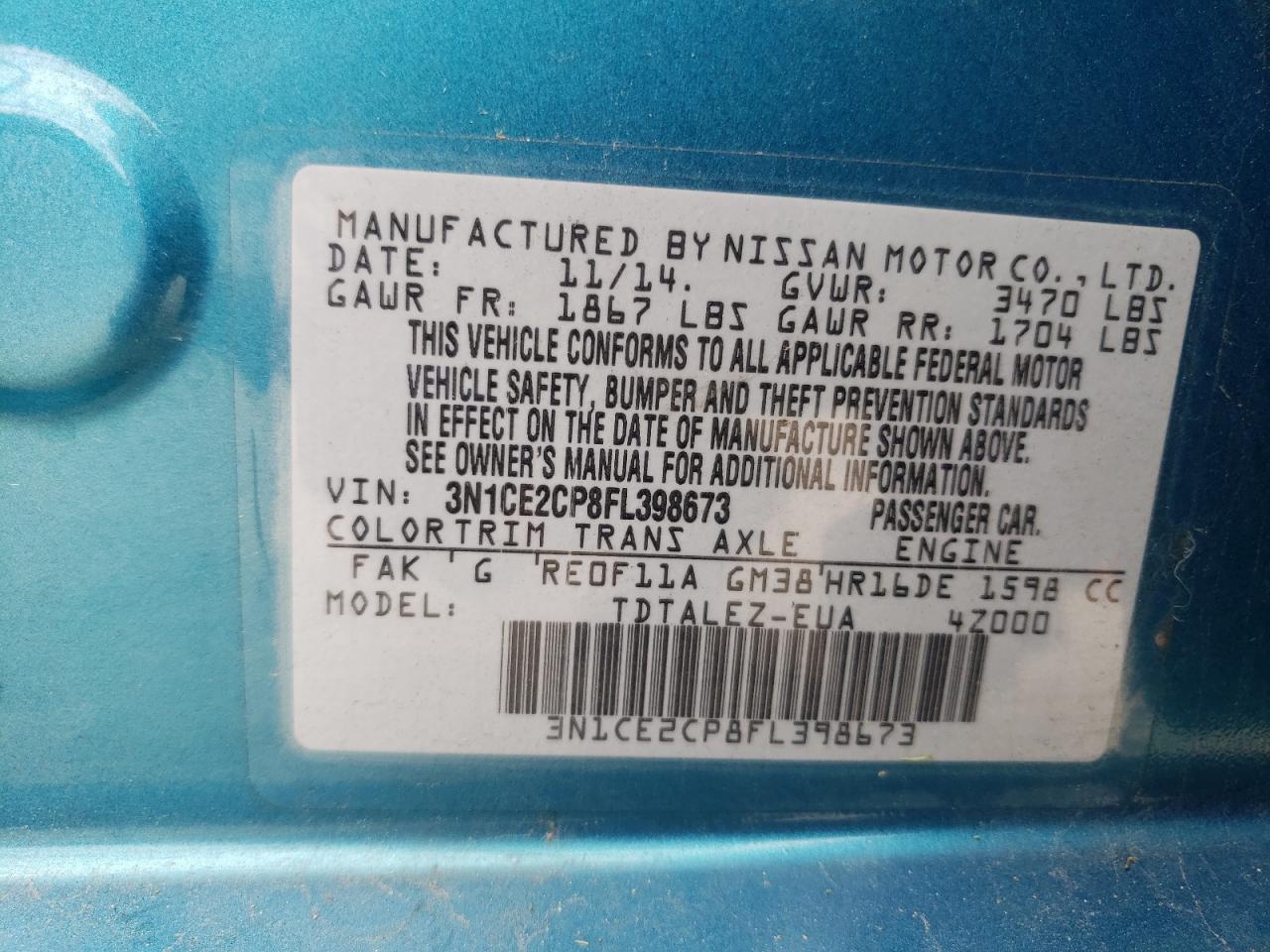 2015 Niss Versa Note