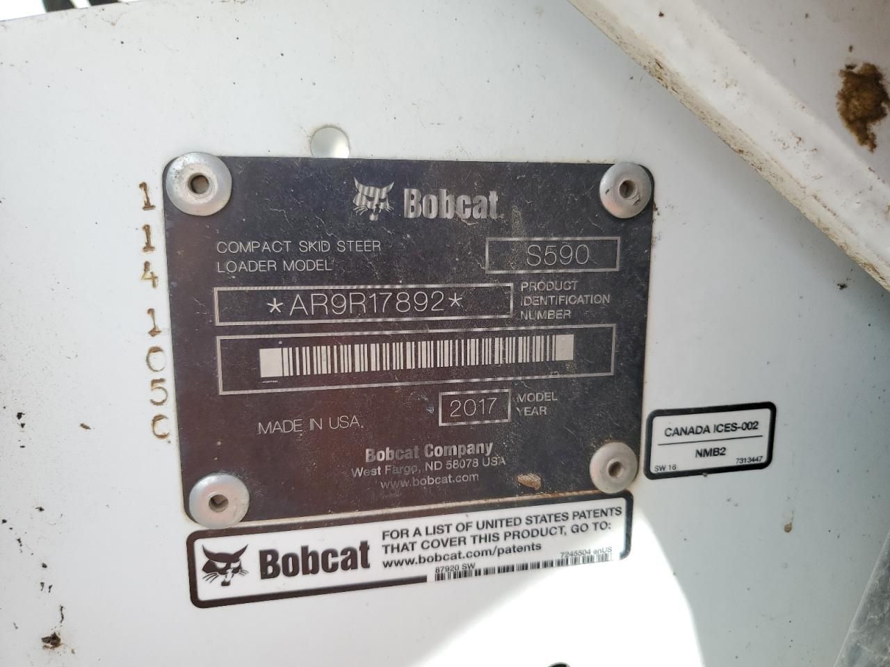 2017 Bobcat S590 Skid Steer Loader