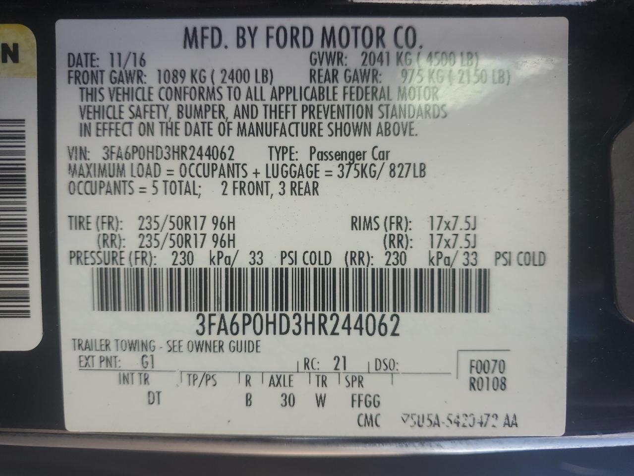 2017 Ford Fusion se