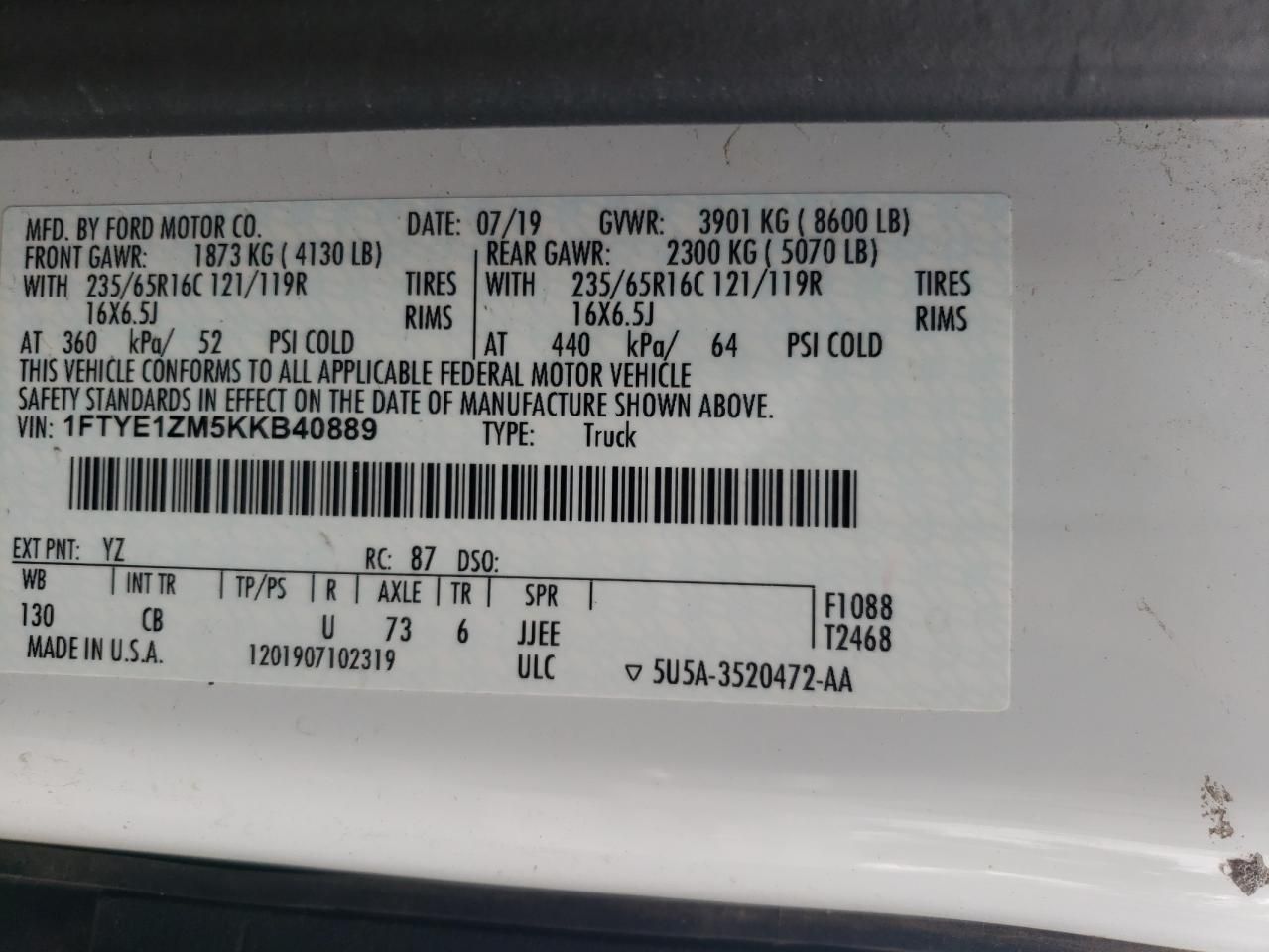 2019 Ford Transit T-150