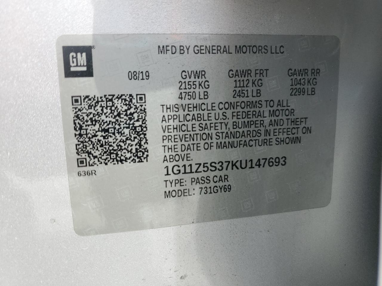 2019 Chevrolet Impala lt