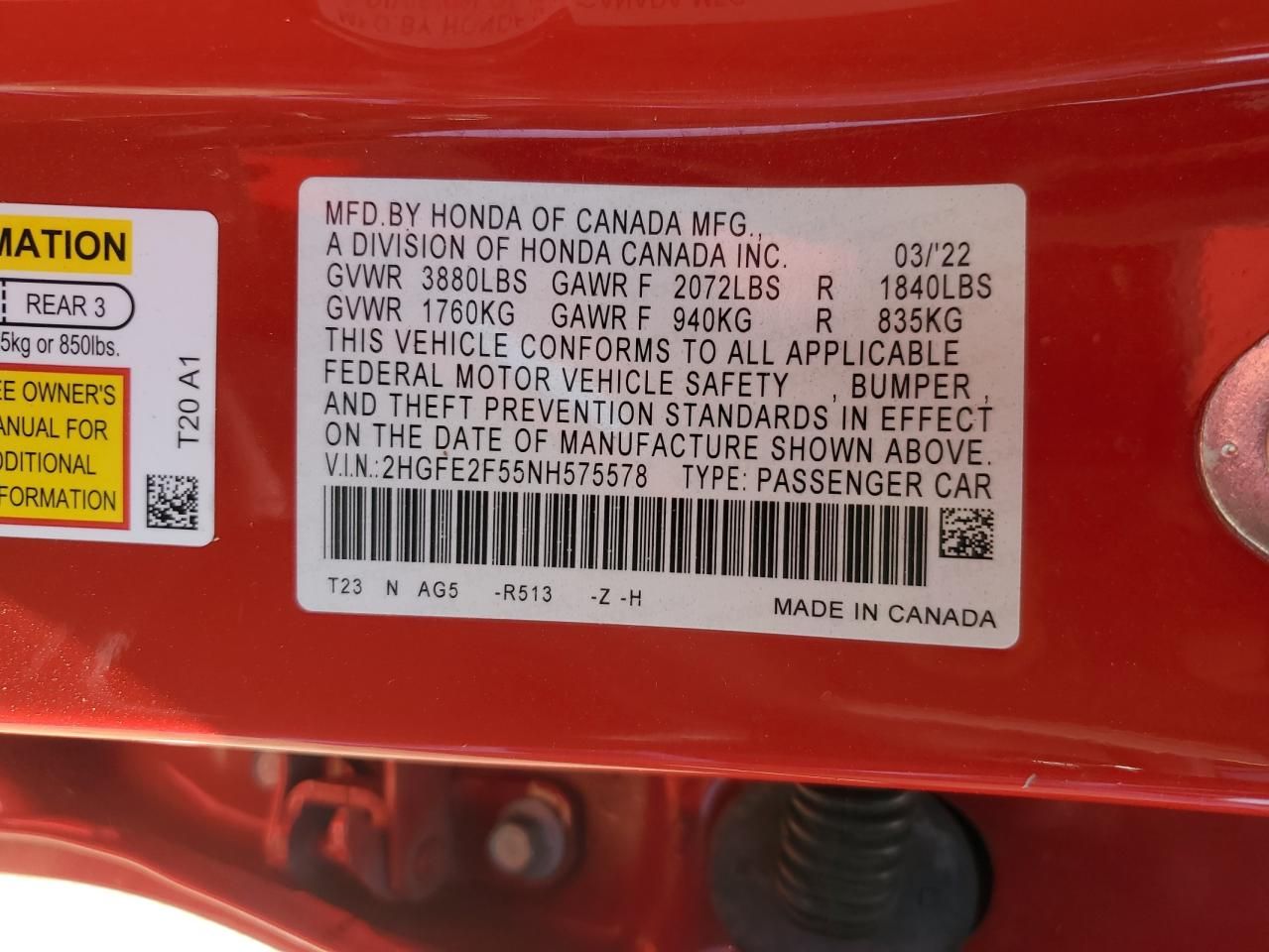 2022 Honda Civic Sport