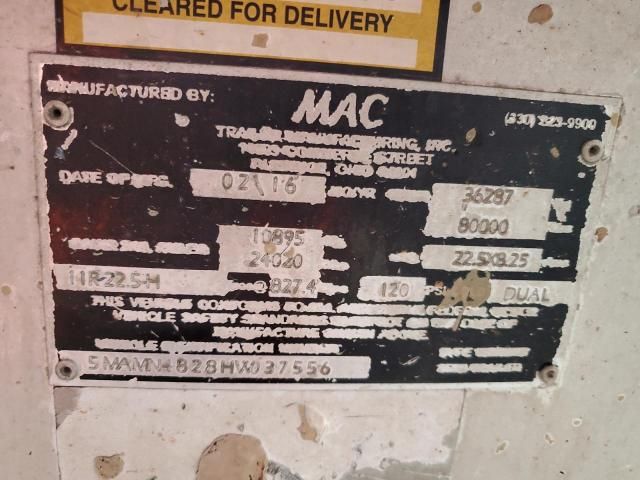 2017 MAC END Dump Trailer