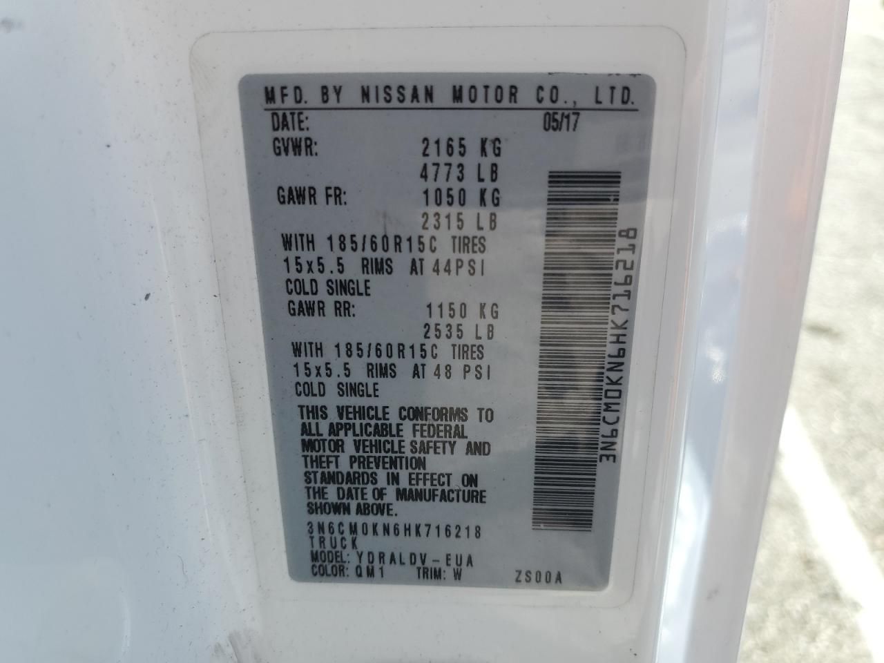 2017 Nissan NV200 2.5S