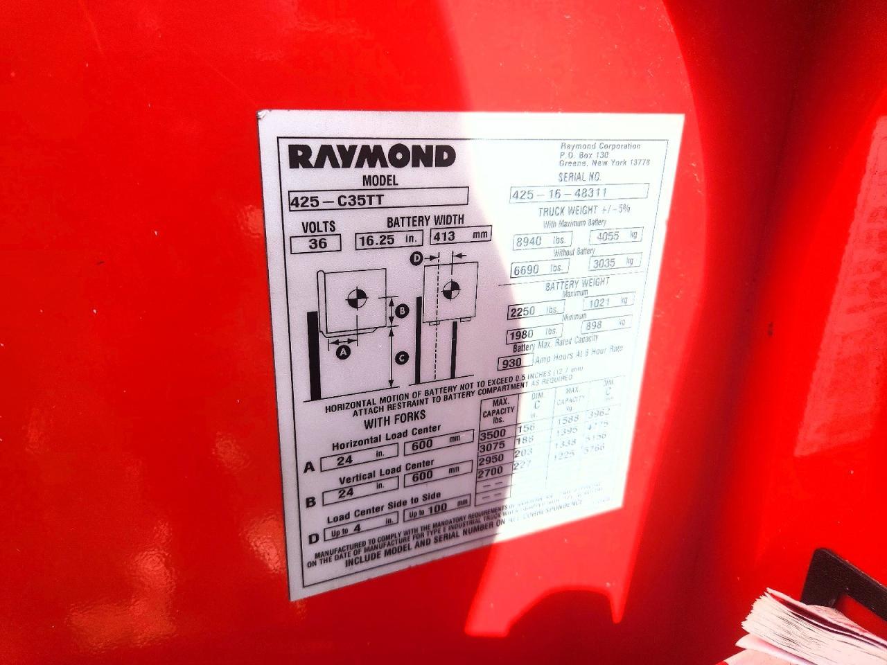 2016 Raymond 425-C35TT Forklift