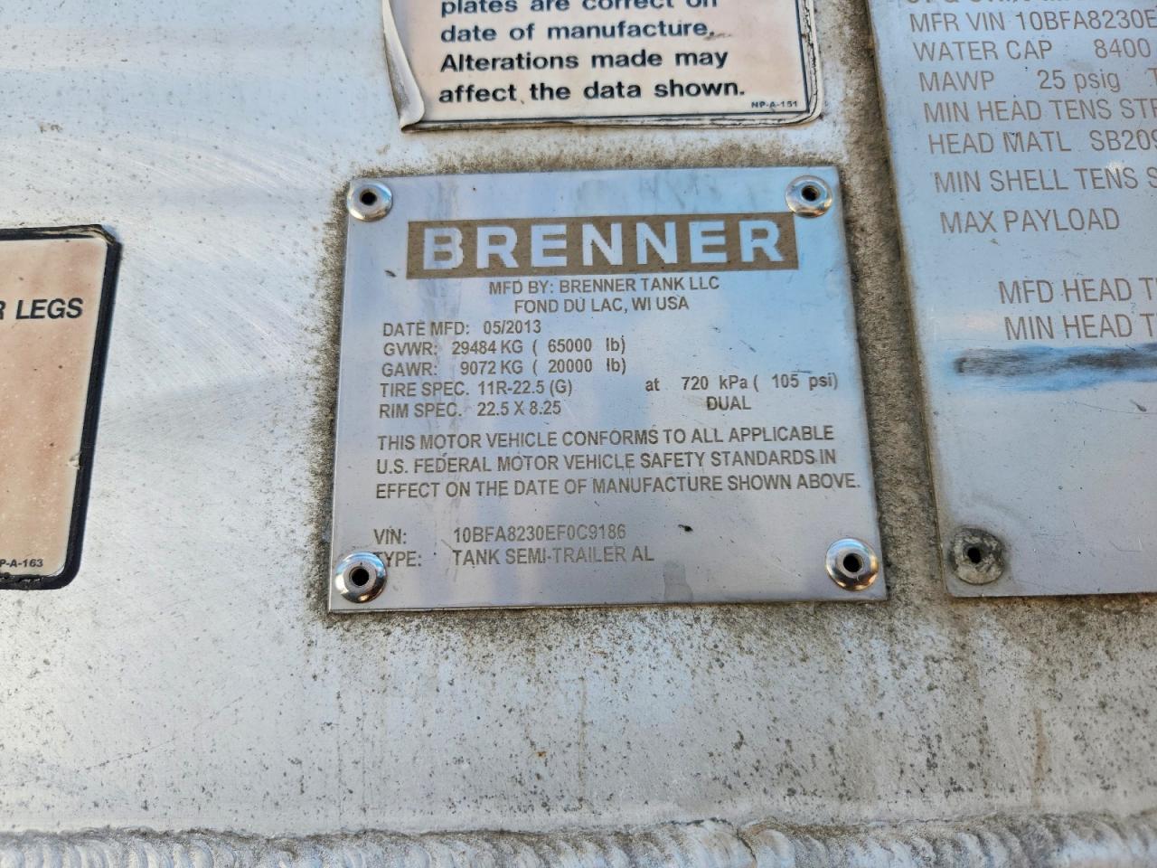 2014 Tanker 2014 Brenner Fuel Tank Trailer
