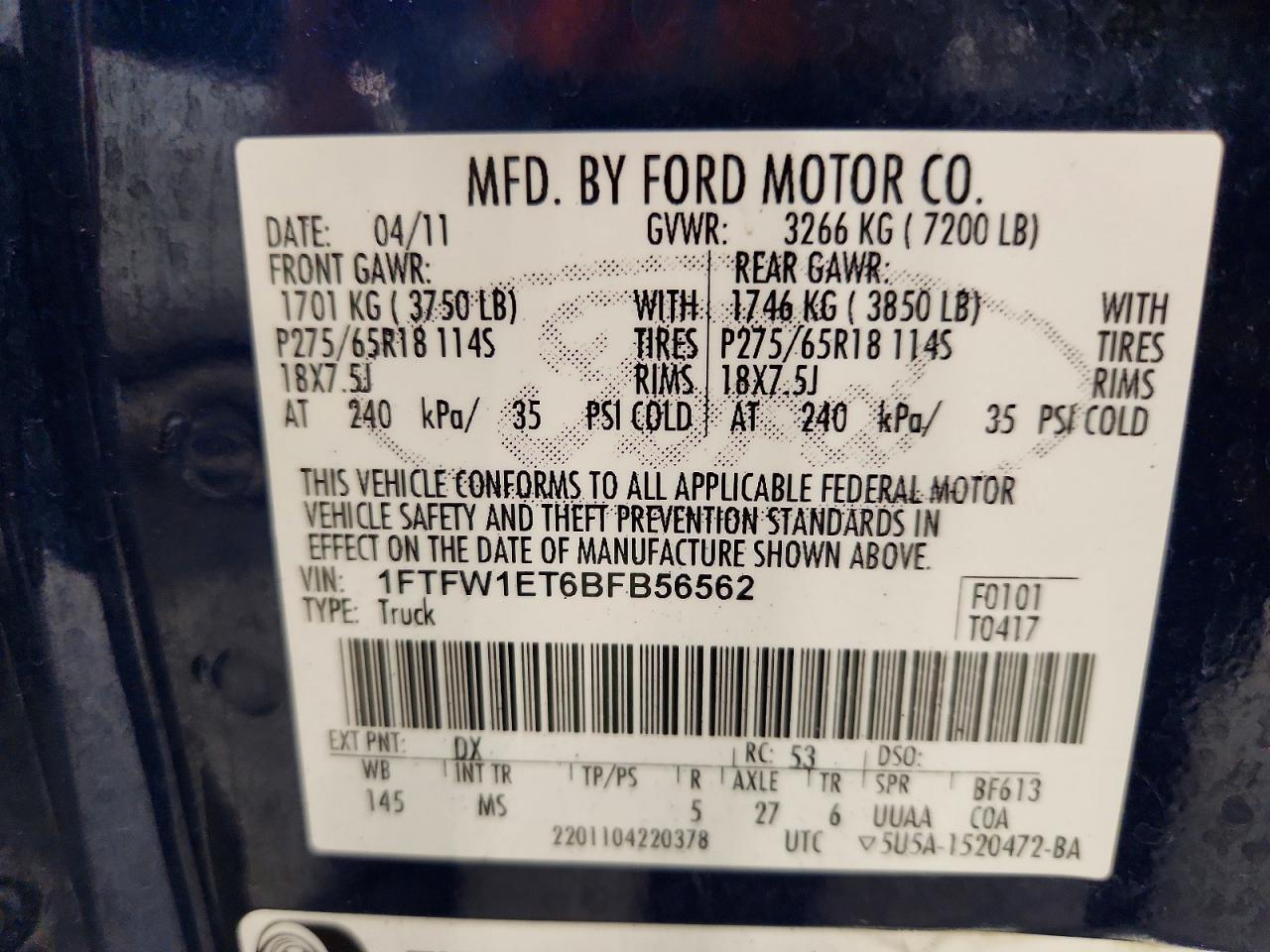 2011 Ford F150 Supercrew