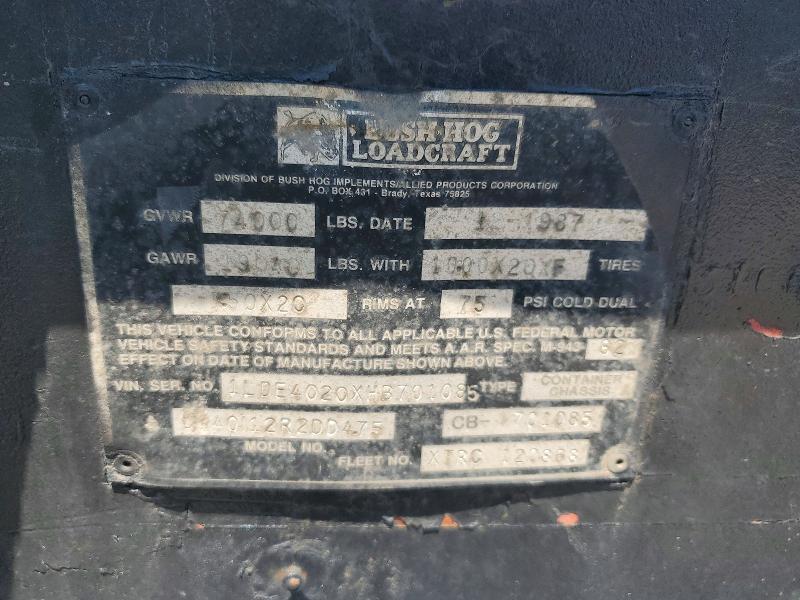 1987 Bush HOG Loadcraft ROLL-OFF Container Trailer