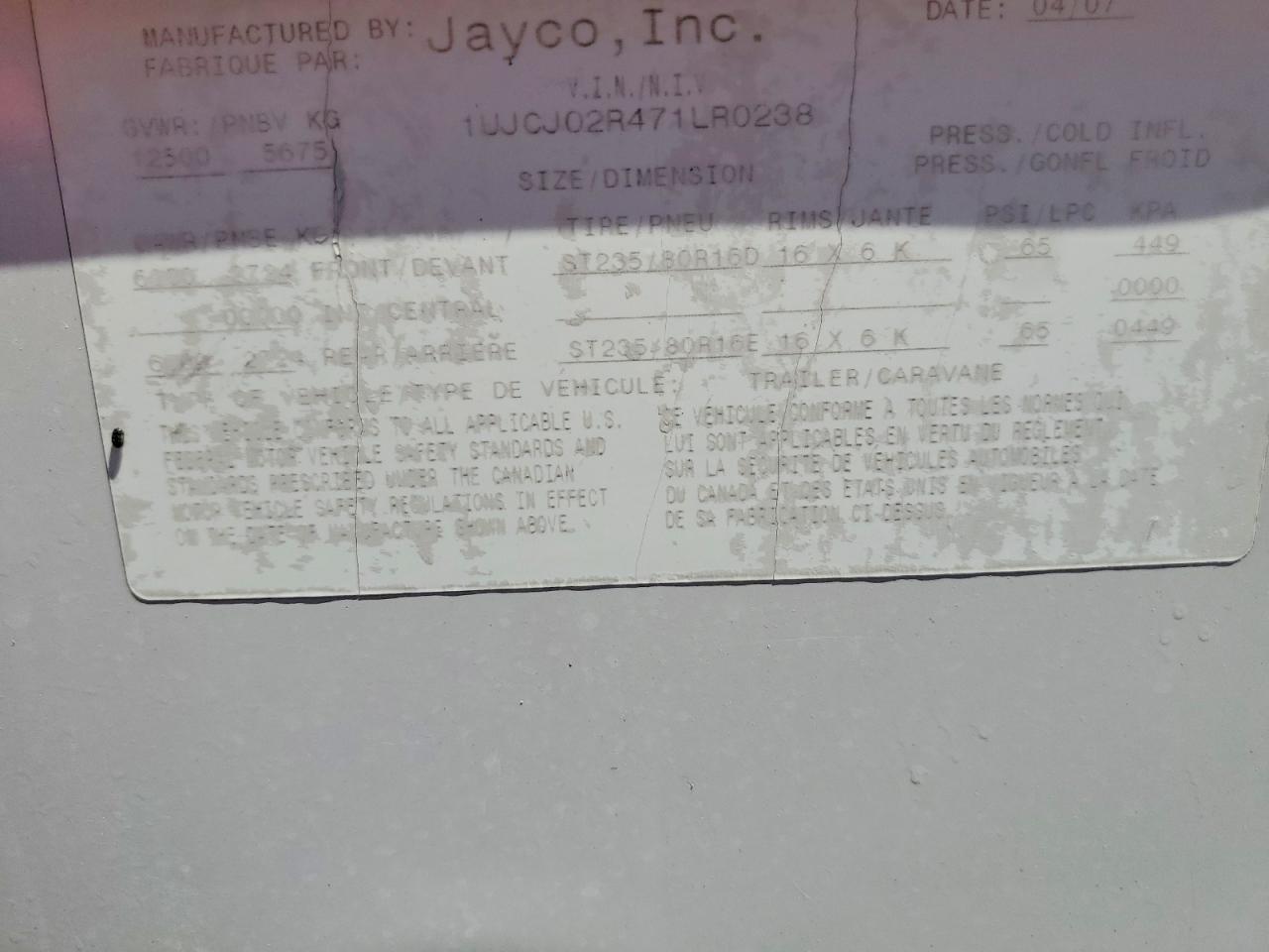 2007 Jayco O Eagle Camper