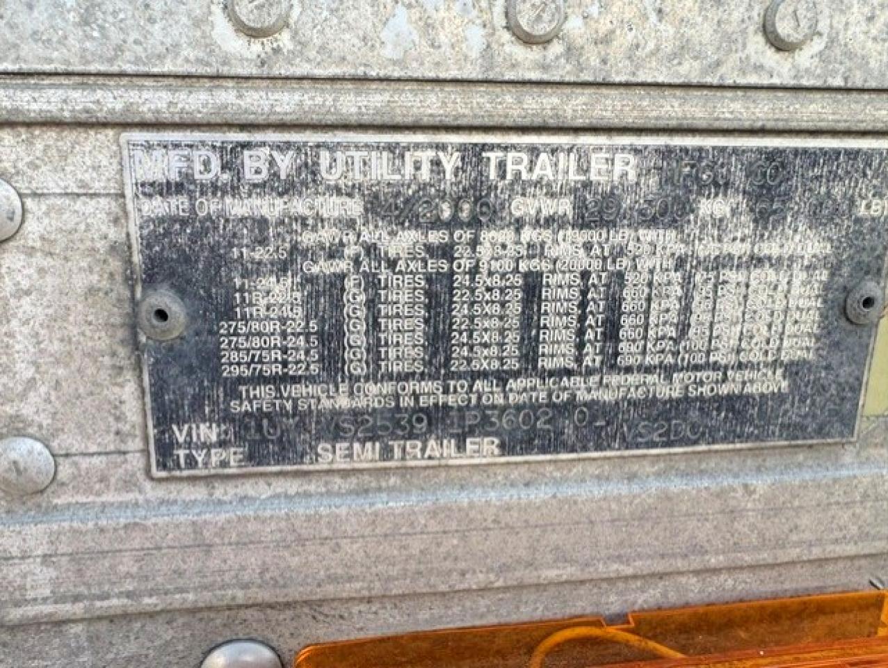 2001 Utility DRY Van Trailer