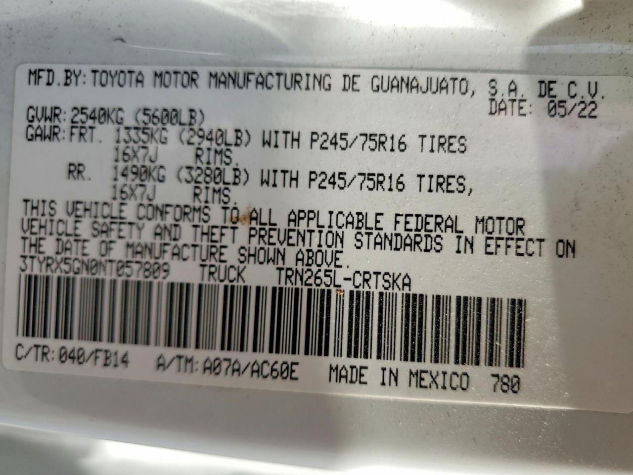 2022 Toyota Tacoma SR