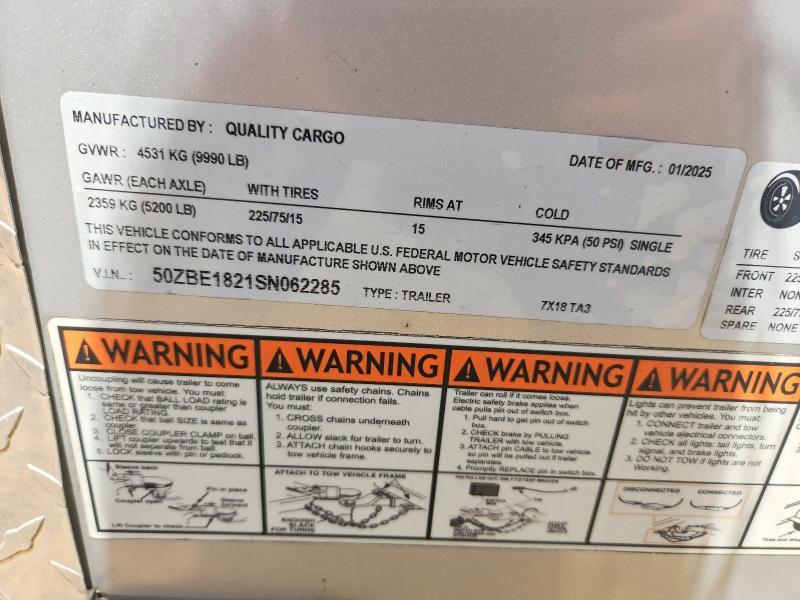 2025 Quality Cargo 7X18TA3 Enclosed Cargo Trailer