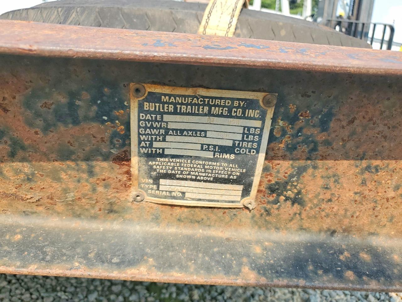 2003 Butler Equipment Trailer