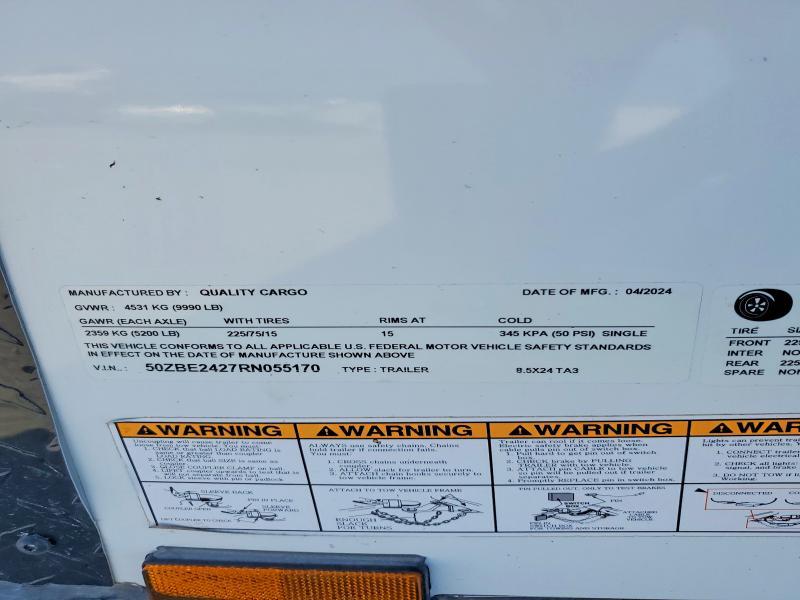 2024 Quality Cargo 8.5X24TA3 Enclosed Cargo Trailer