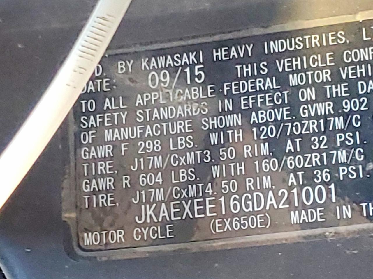 2016 Kawasaki EX650 E