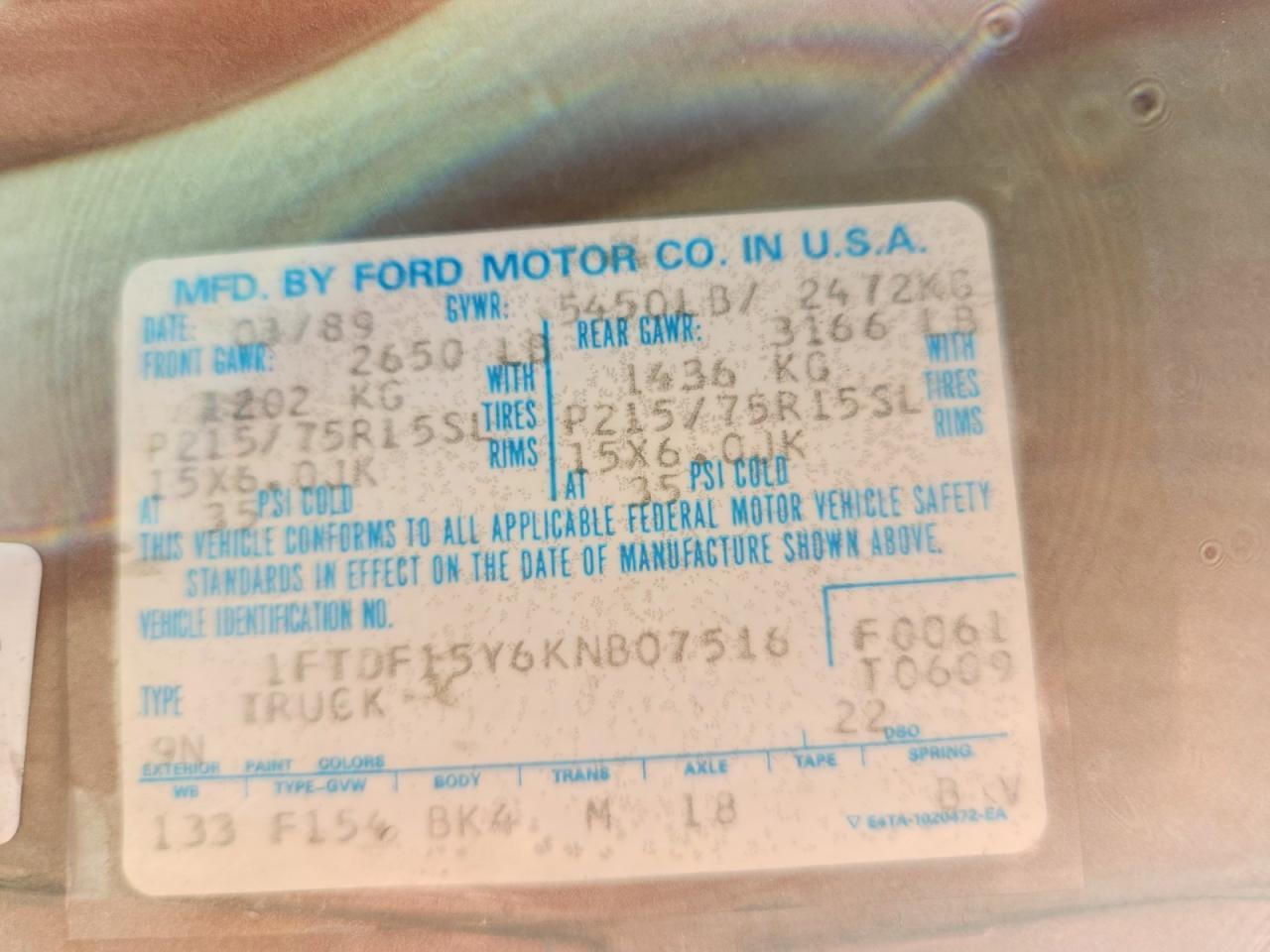 1989 Ford 1/2 TON