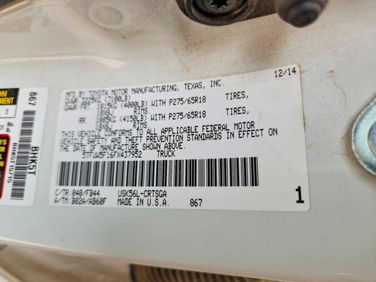 2015 Toyota Tundra SR5