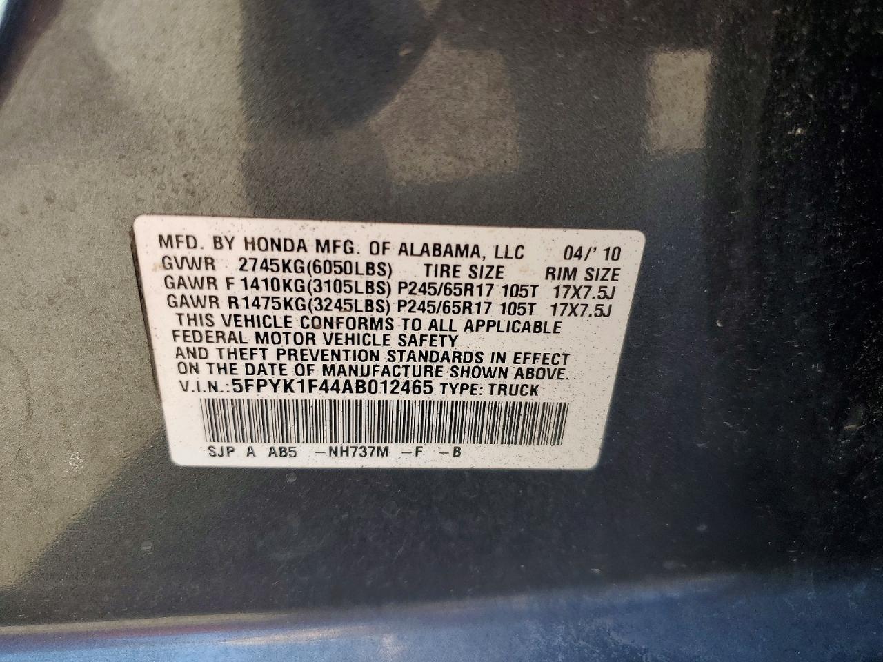 2010 Honda Ridgeline RTS