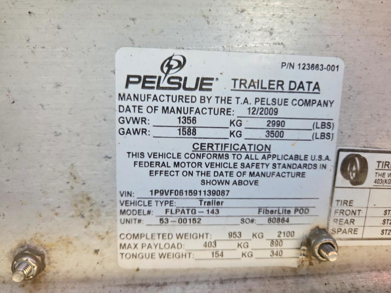 2009 Pelsue Fiber Optic Spliicng Trailer