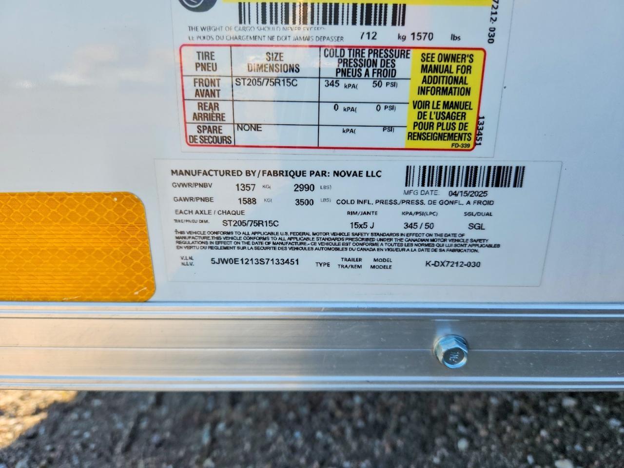 2025 Look K-DX7212-030 Enclosed Cargo Trailer