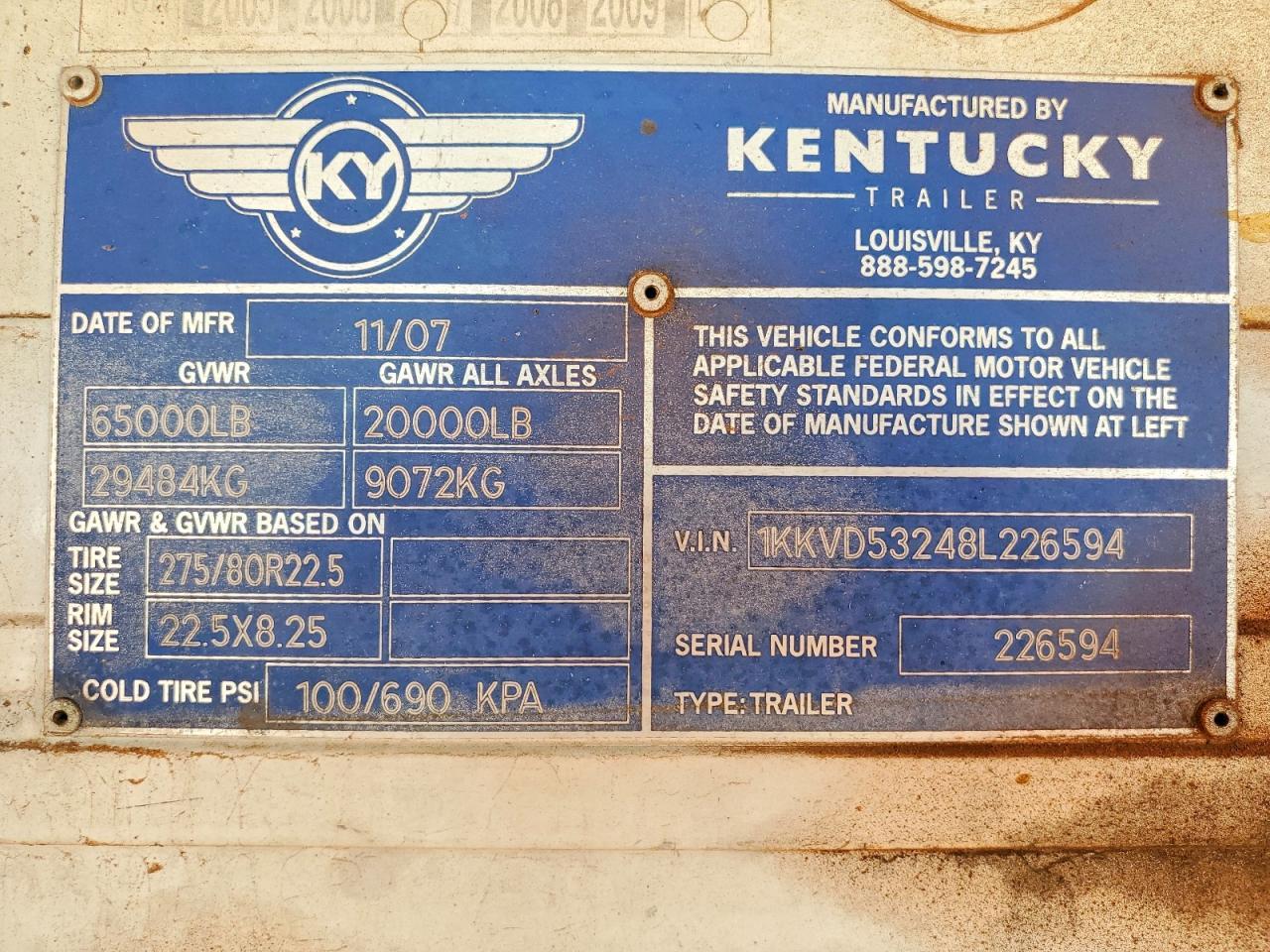 2008 Kentucky DRY Van Trailer