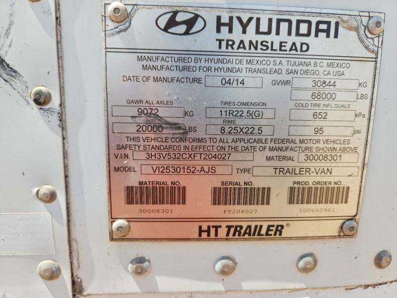 2015 Hyun Dai Translead Vi2530152-ajs dry van Trailer