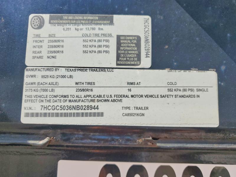 2022 Texas Pride Ca85021kgn car Carrier