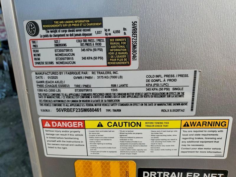 2025 RC Rdlx 8.5X20TA2 Enclosed Cargo Trailer