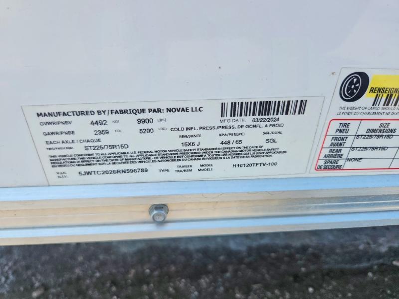 2024 H & H H10120TFTV-100 Enclosed Cargo Trailer