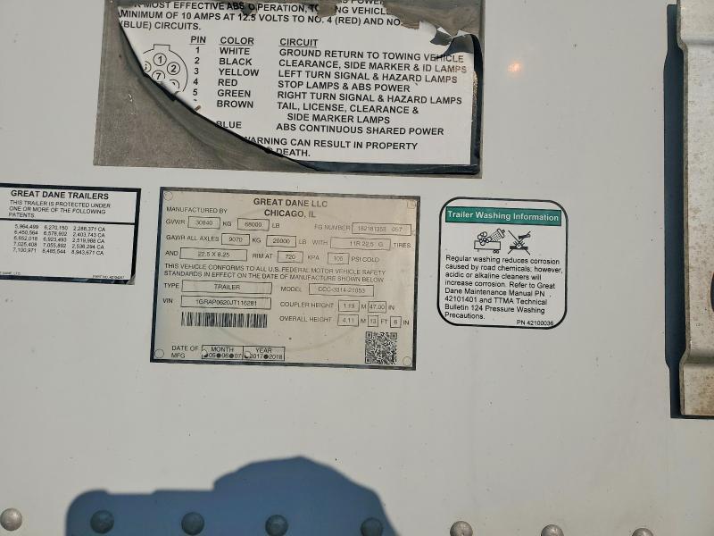 2018 Great Dane 2018 Great Dane CCC-3314-21053 DRY Van Trailer