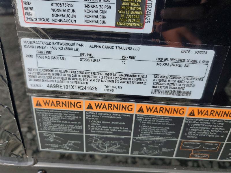 2026 Alpha Cargo ET6X10SA Enclosed Cargo Trailer