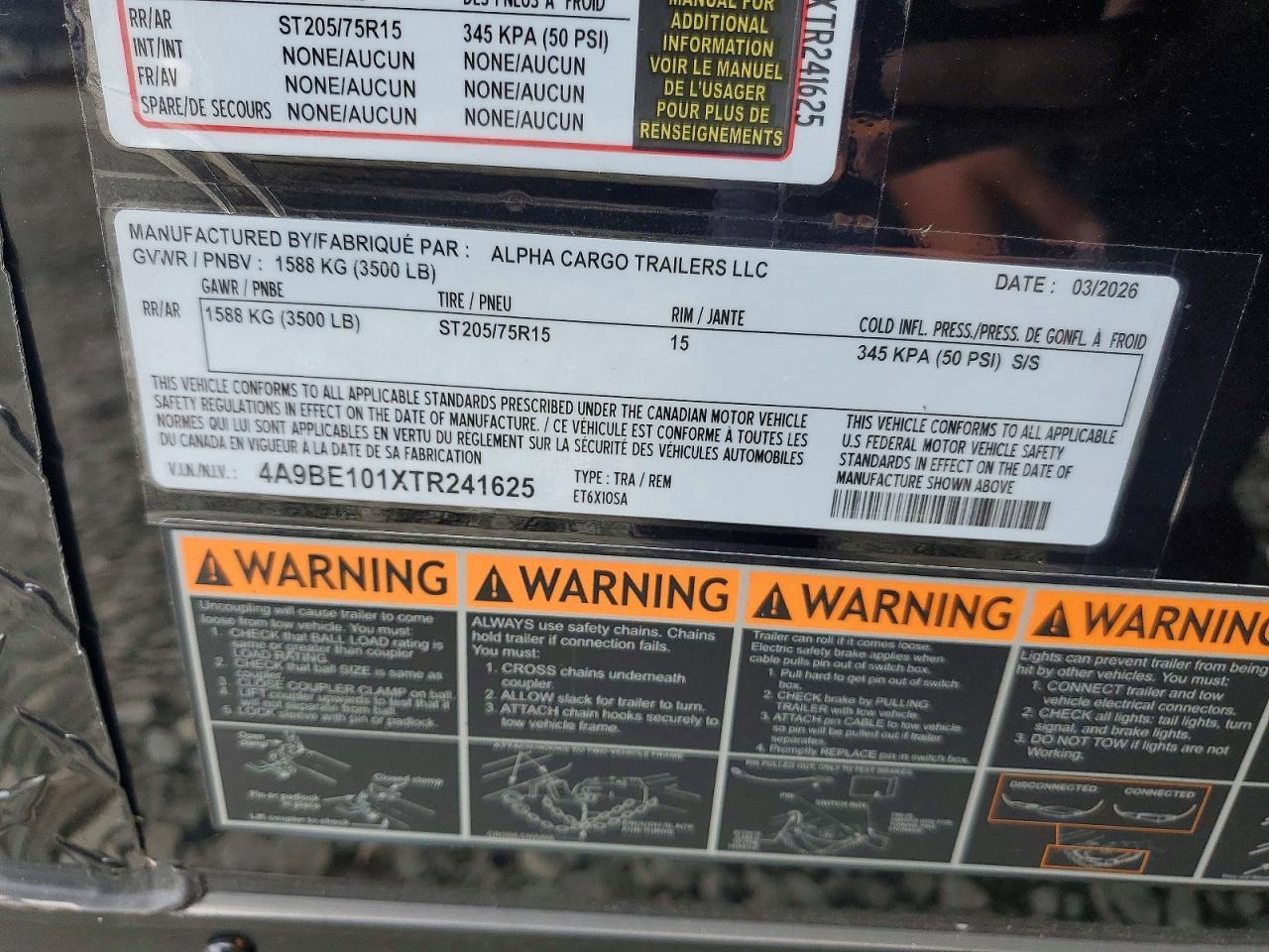 2026 Alpha Cargo ET6X10SA Enclosed Cargo Trailer