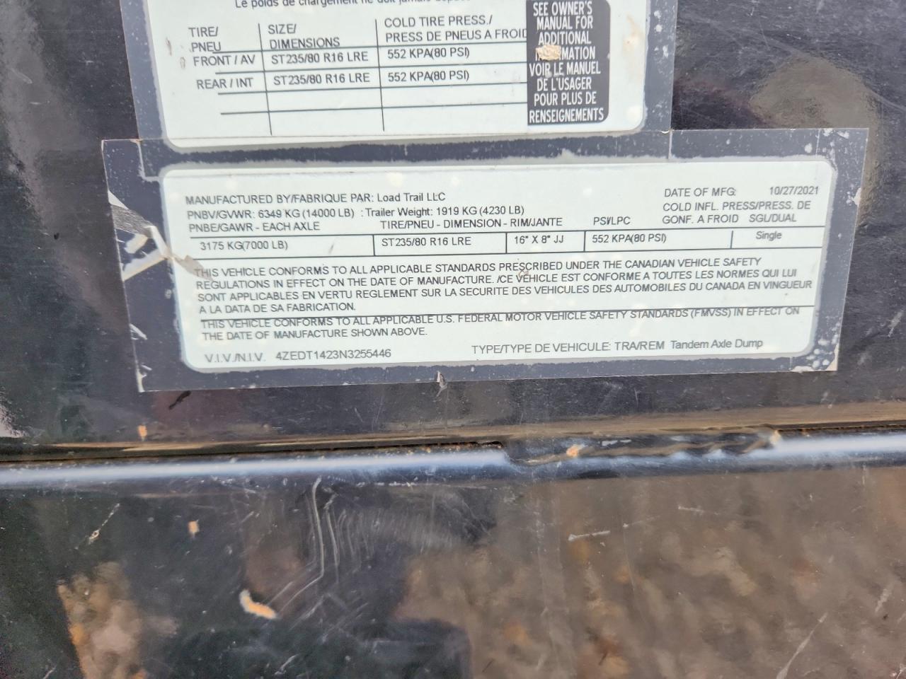 2022 Load Trail Dump Trailer