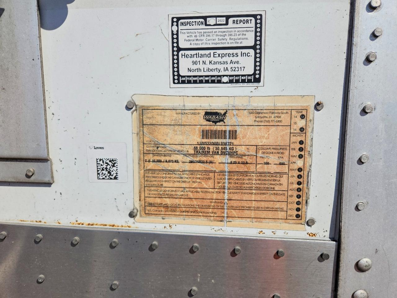2016 Wabash Dvcvhpc DRY Van Trailer