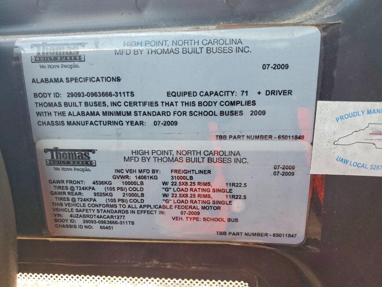 2010 Thomas SAF-T-LINER C2-School Bus
