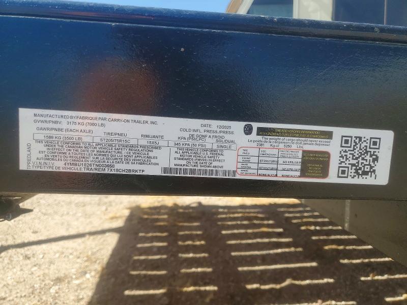 2026 Carry-On 7X18CH2BRKTP Equipment Trailer