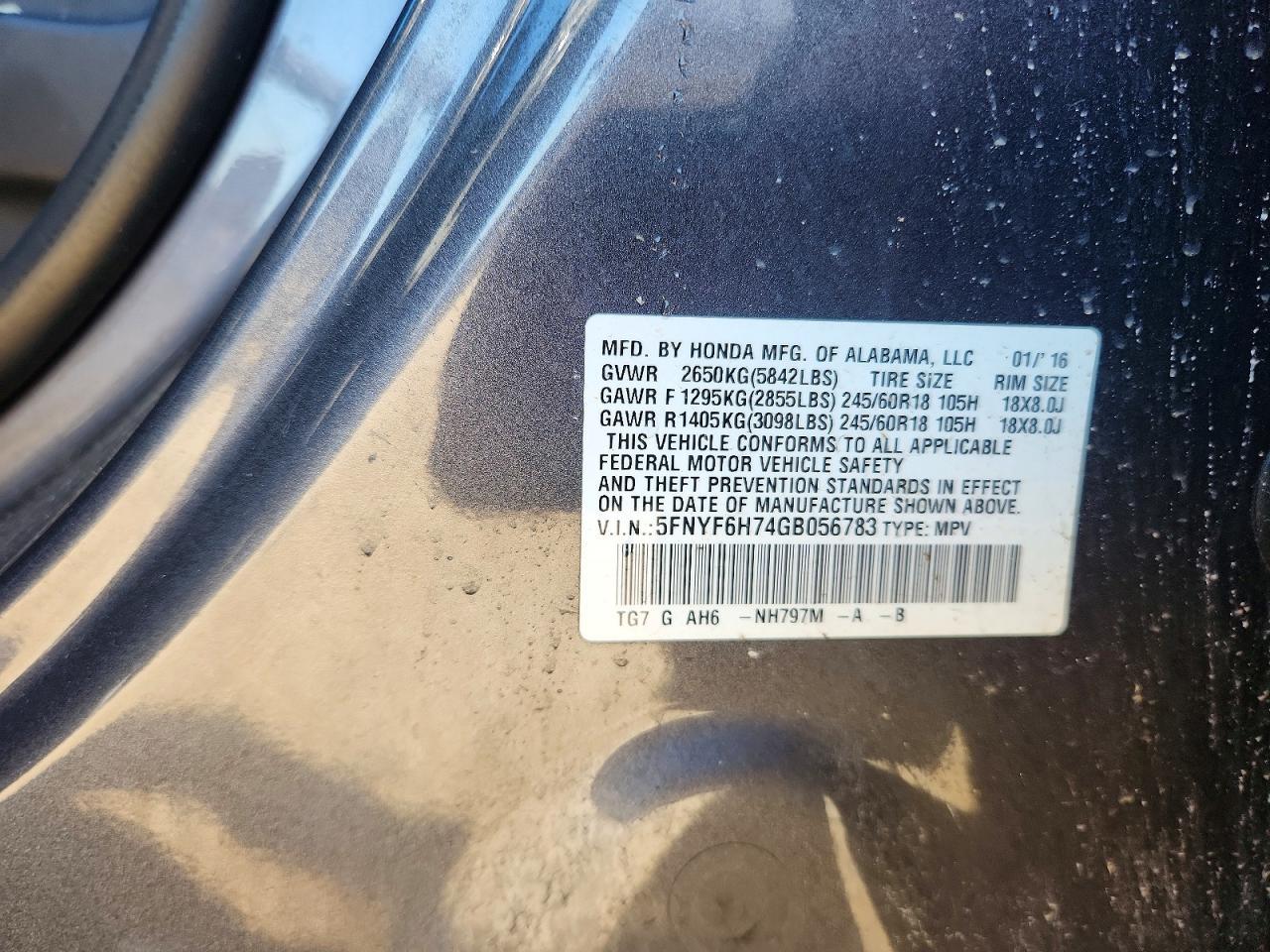 2016 Honda Pilot Exln